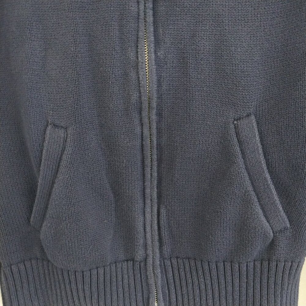 Ralph Lauren Sport Women’s Medium Navy Blue Long Sleeve Full Zip Fitted Sweater - Picture 8 of 11